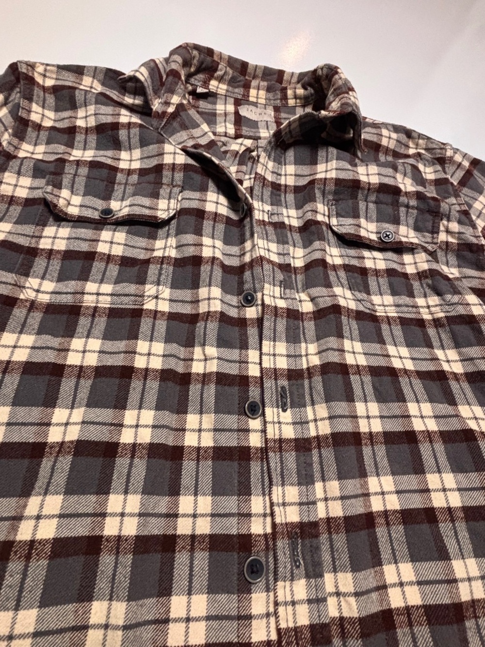 Jachs Brown and Gray Mens Flannel Long Sleeve Button Down Size XL